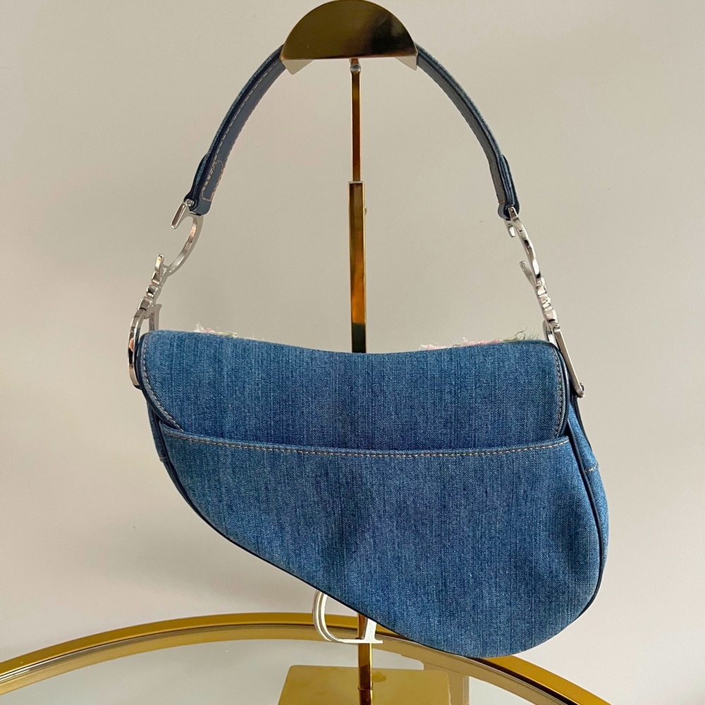 RARE Christian Dior Galliano Denim Embellished Saddle Bag - Picture 4 of 16